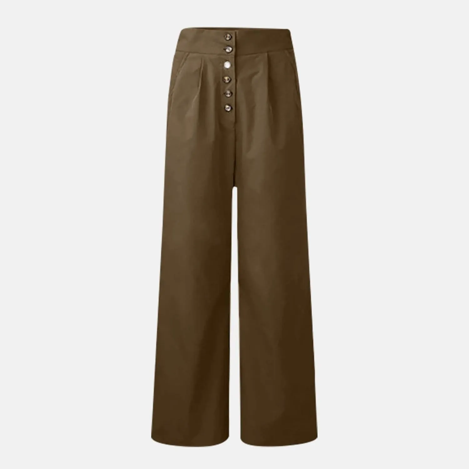 2023 Women High Waist Button Wide Leg Long Pants Dressy Casual Trendy Loose Trouser Pant Lounge Spring Summer Trousers