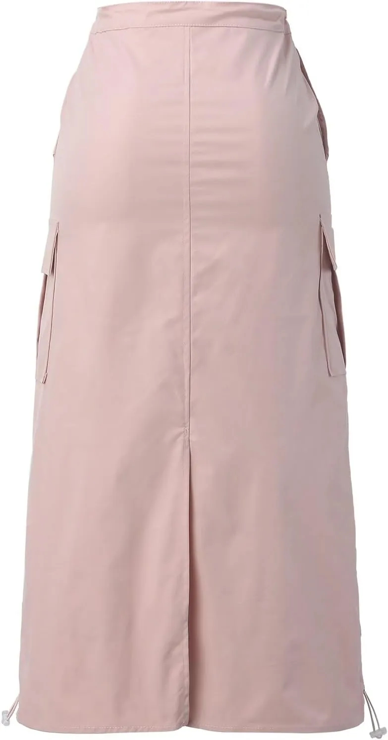 2023 Women's High Waist Slim Slim Casual Side Drawstring Pleated Tooling Half Skirt Linen Skirts for Women Mid