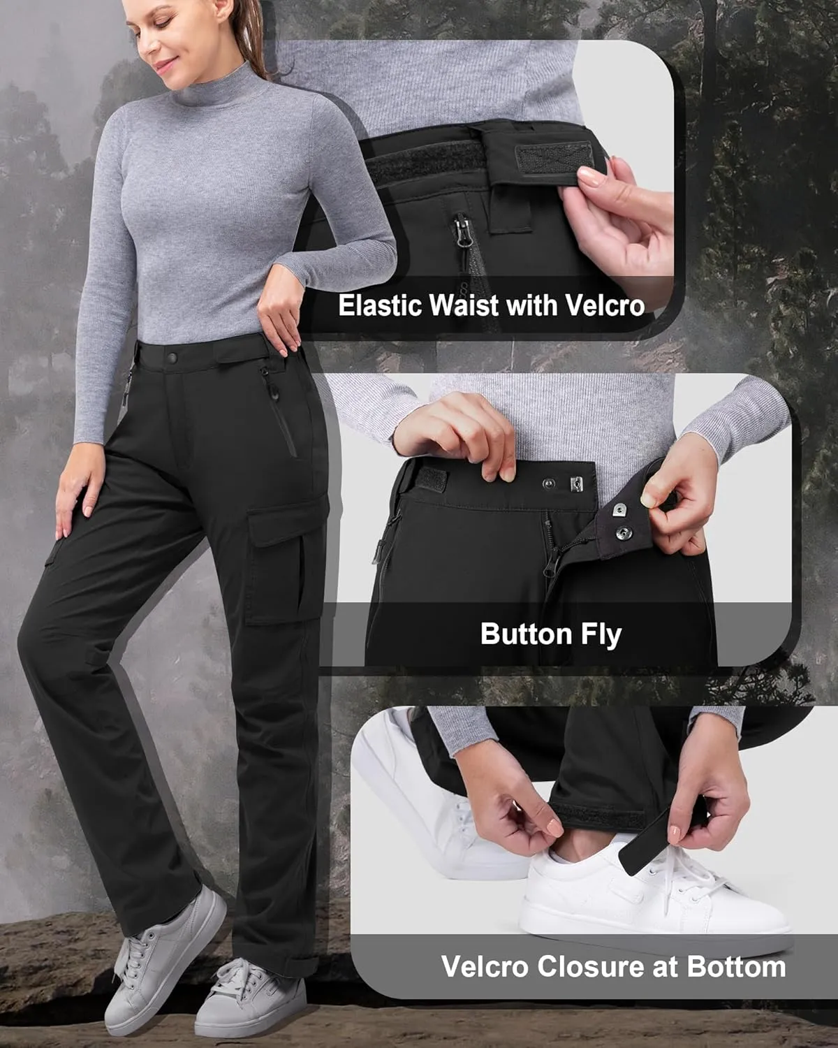 33,000ft Women's Rain Pants, Waterproof Lightweight Breathable Rain Overall Hiking Pants