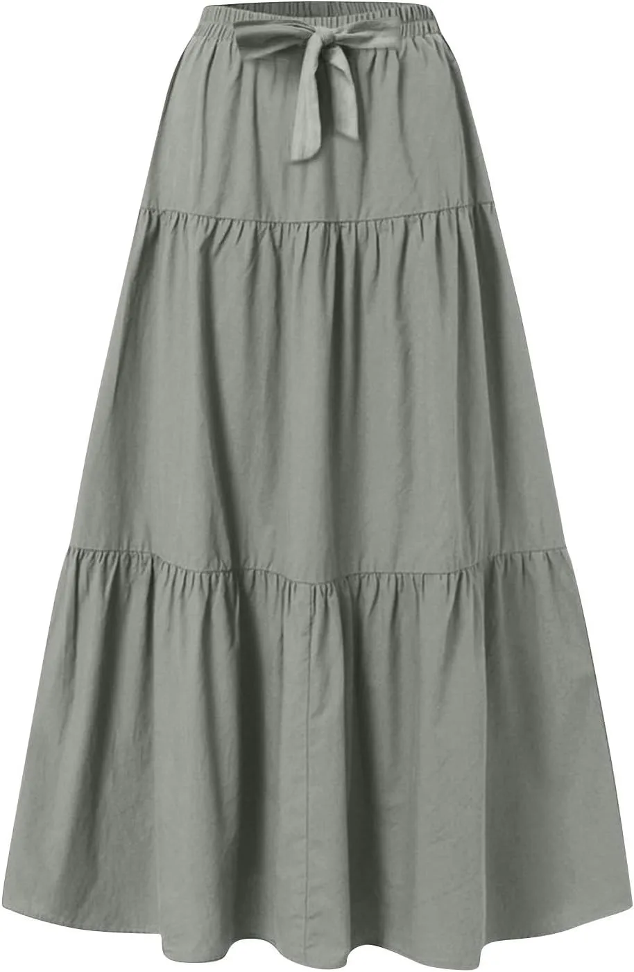 ADHOWBEW Skirts for Women Midi Length Sexy Trendy Flowy Casual Cotton Smocked Bohemian High Waist Skirts