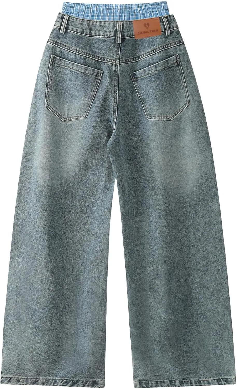 Aelfric Eden Double Waist Loose Sagging Jeans Baggy Denim Pants High Waist Stretchy Straight Wide Leg Jeans