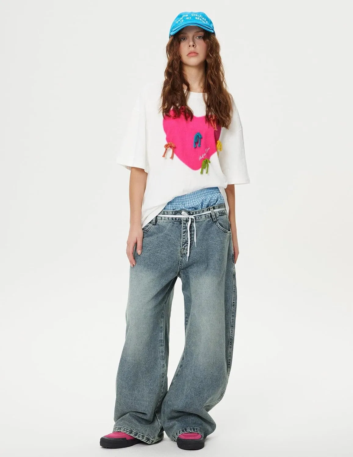 Aelfric Eden Double Waist Loose Sagging Jeans Baggy Denim Pants High Waist Stretchy Straight Wide Leg Jeans