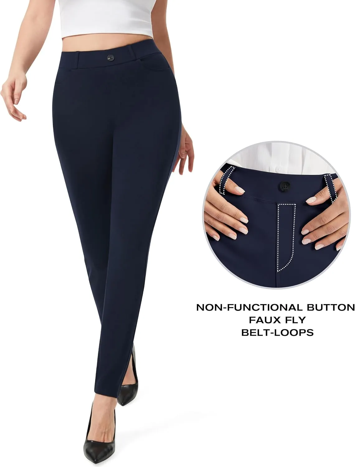 AFITNE Women's Yoga Dress Pants 2025 Spring Skinny Pull On Work Pants Stretchy Slim Fit Leg Office Casual Slacks