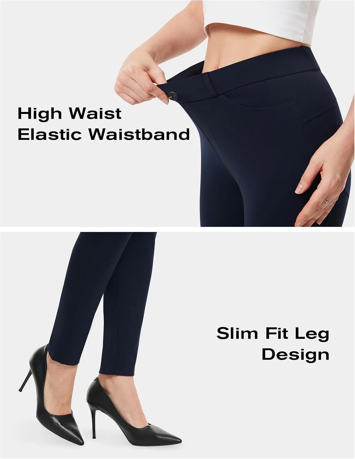 AFITNE Women's Yoga Dress Pants 2025 Spring Skinny Pull On Work Pants Stretchy Slim Fit Leg Office Casual Slacks
