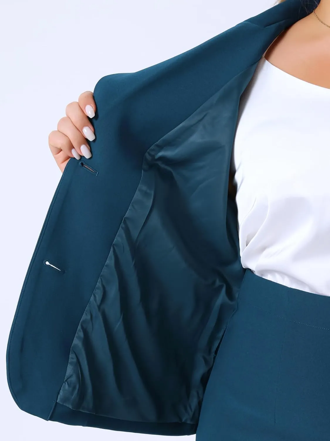 Agnes Orinda Plus Size Women Blazer Suits Notch Lapel Short Sleeve Office Pencil Skirt Business Skirt Set