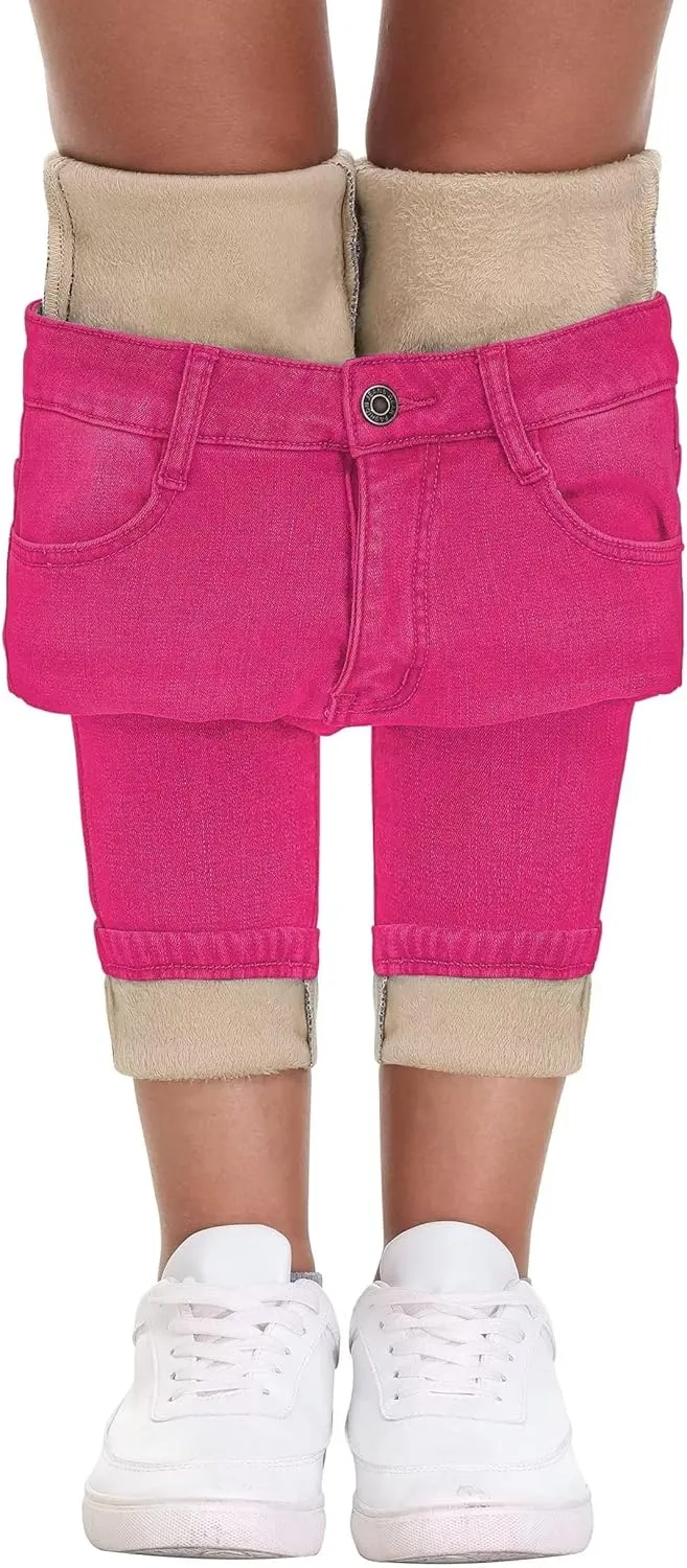 AMRSPENG Women's Fleece Lined Jeans Winter Flannel Lined Pants Thicken Stretch Warm Thermal Skinny Jeans