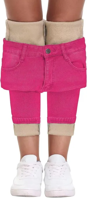 AMRSPENG Women's Fleece Lined Jeans Winter Flannel Lined Pants Thicken Stretch Warm Thermal Skinny Jeans