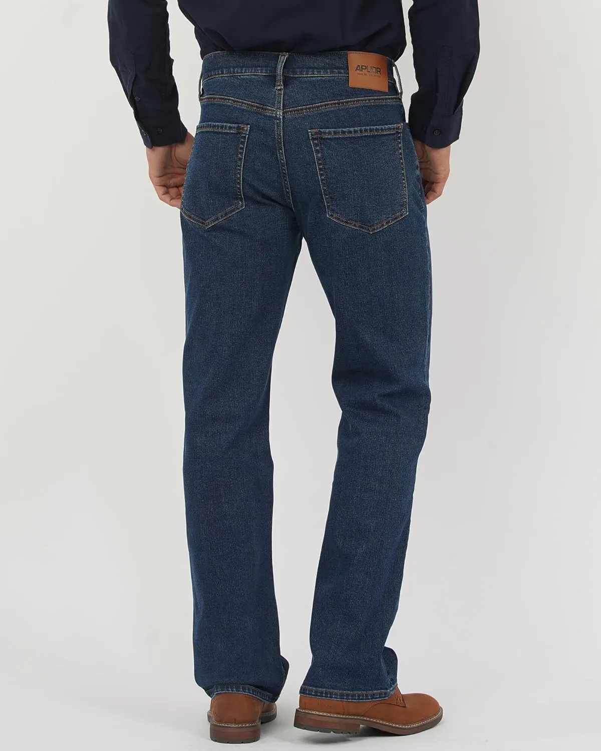 APUOR Men's Straight Leg Stretch Jeans Relaxed Fit Work Jeans Athletic Fit Loose Pants