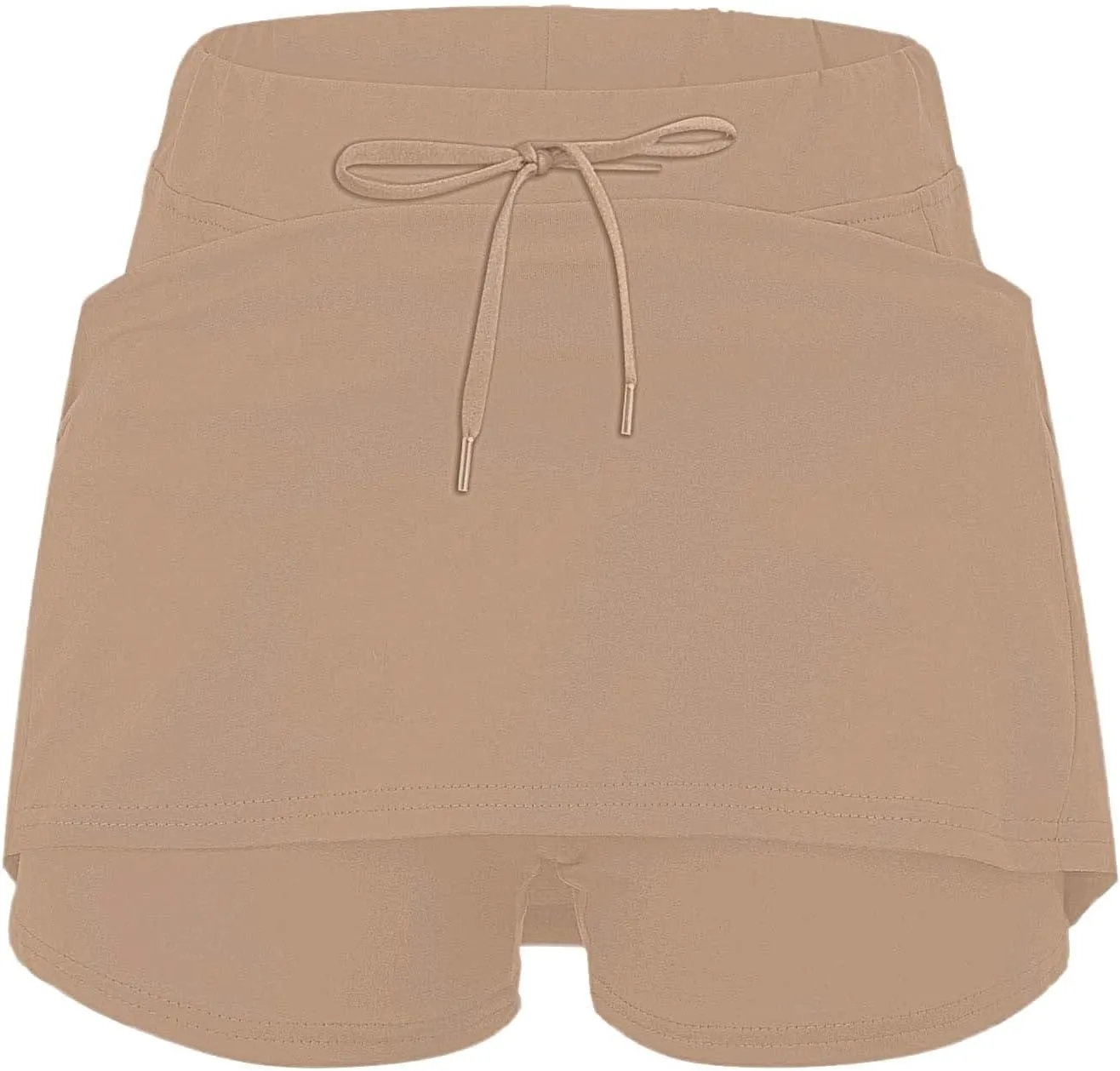 Athletic Skorts for Woman Elastic Hight Waist Drawstring Tennis Golf Skirt with Pockets Solid Color Yoga Shorts