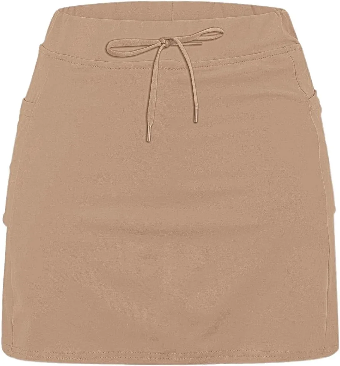 Athletic Skorts for Woman Elastic Hight Waist Drawstring Tennis Golf Skirt with Pockets Solid Color Yoga Shorts