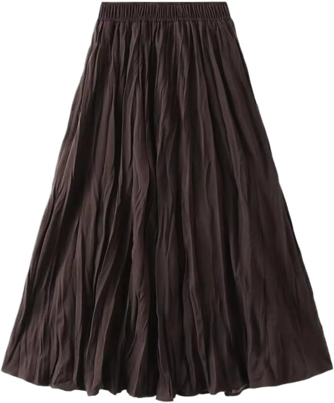 Autumn Winter Midi Long Pleated Skirt Women High Waist Skirt Female All-Match Skirt