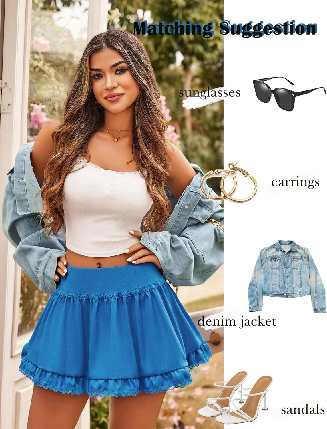 Avidlove Women High Waist Mini Skirt Flowy A Line Ruffle Hem Y2K Cute Skirts Casual