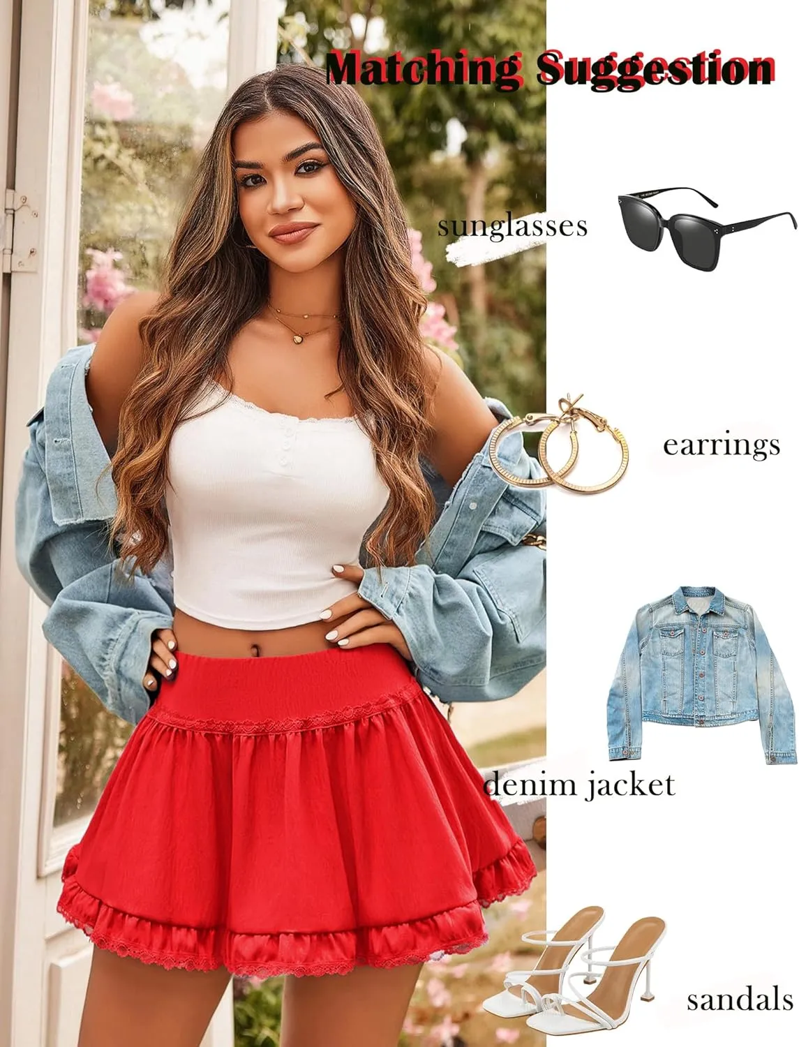 Avidlove Women High Waist Mini Skirt Flowy A Line Ruffle Hem Y2K Cute Skirts Casual