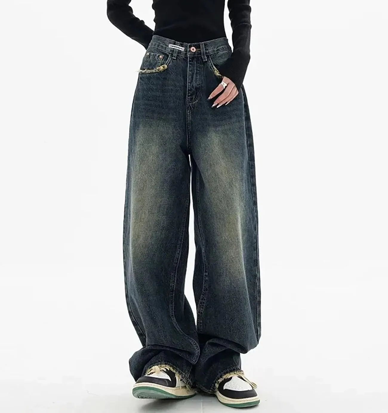 Baggy Jeans for Woman Y2k Pants Straight Leg High Waisted Jeans Womens Boyfriend Vintage Clothes Streetwear
