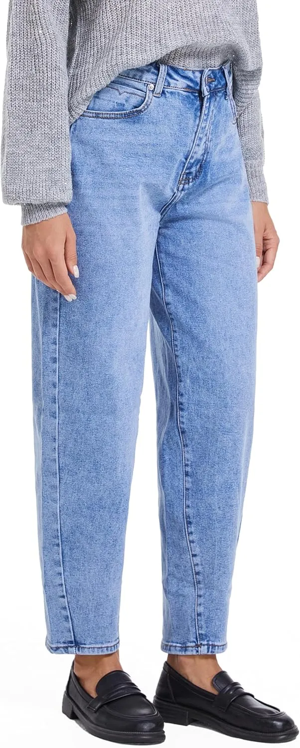 Barrel Jeans for Women High Waisted Wide Leg Stretchy Women's Jeans Baggy Relax Fit Trendy Denim