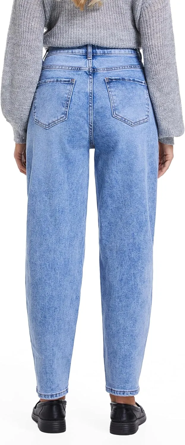 Barrel Jeans for Women High Waisted Wide Leg Stretchy Women's Jeans Baggy Relax Fit Trendy Denim