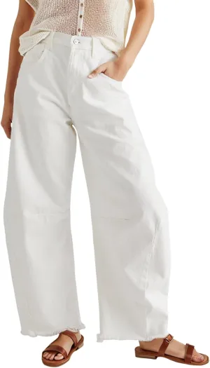 Barrel Jeans for Women Stretchy Trendy High Waisted Baggy Denim Trouser Y2K Wide Leg Boyfriend Streetwear Ankle Pants