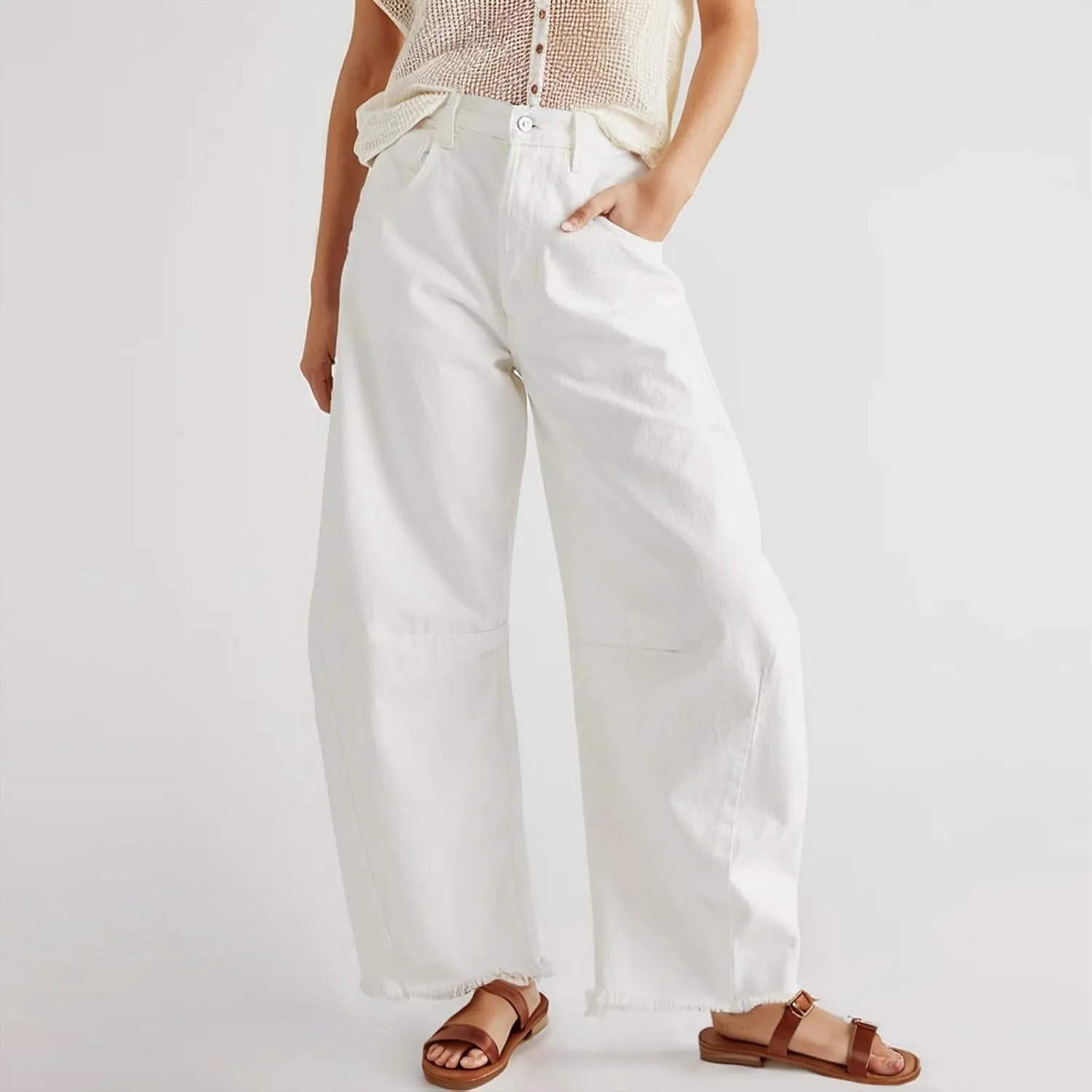 Barrel Jeans for Women Stretchy Trendy High Waisted Baggy Denim Trouser Y2K Wide Leg Boyfriend Streetwear Ankle Pants