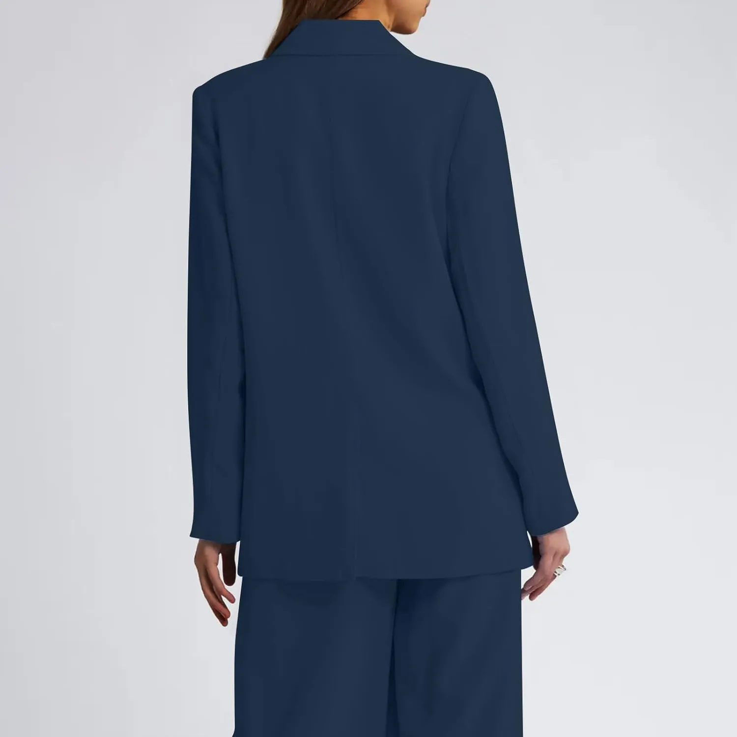 Blazer Jackets for Women Long Sleeved Relaxed Fit Office Work Suit Jackets Solid Lapel Open Front Coat with Pockets