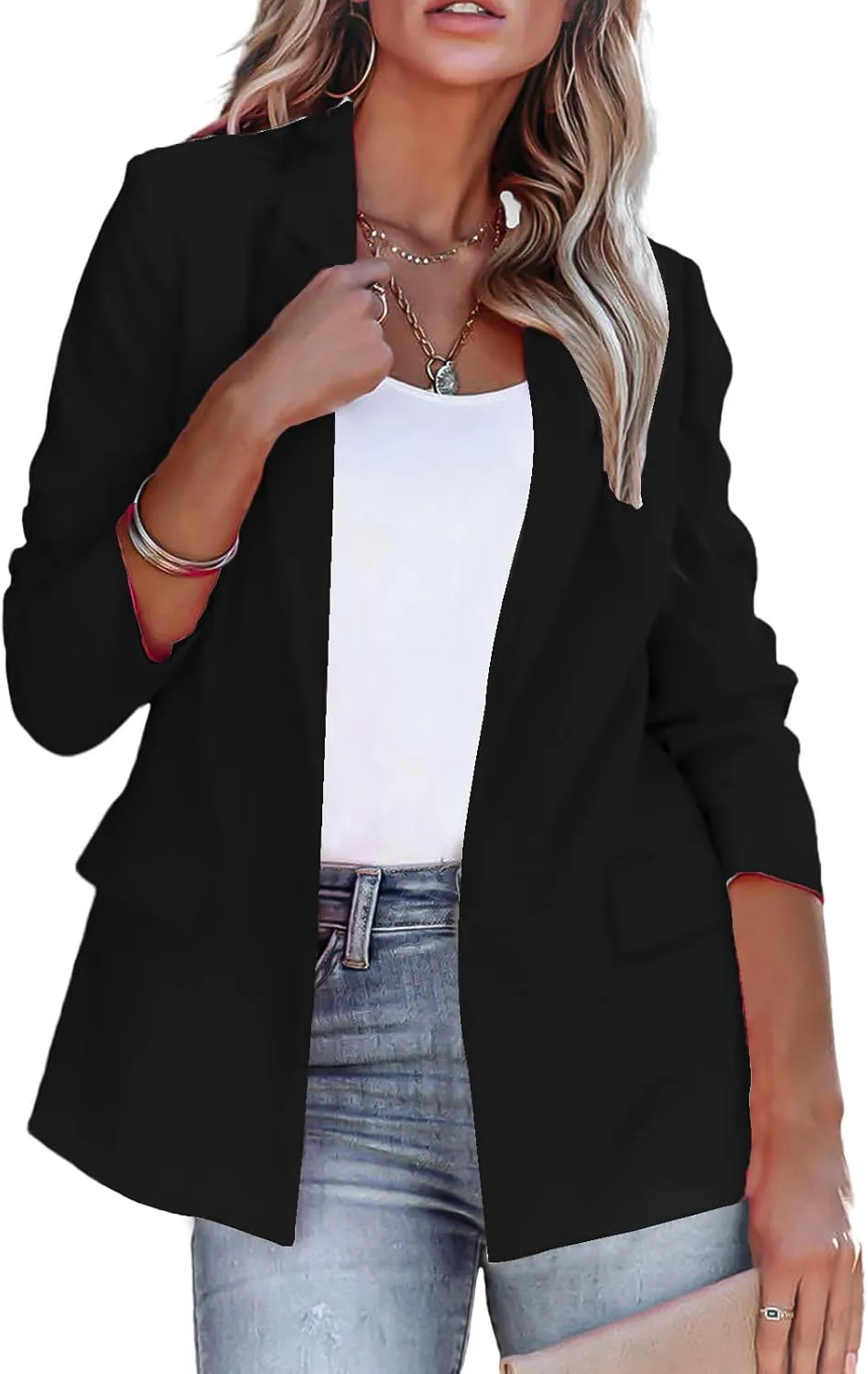 Blazers for Women Dressy Long Sleeve Lapel Trendy Work Office Blazer Jackets Open Front Business Blazer Loose Fit Jacket