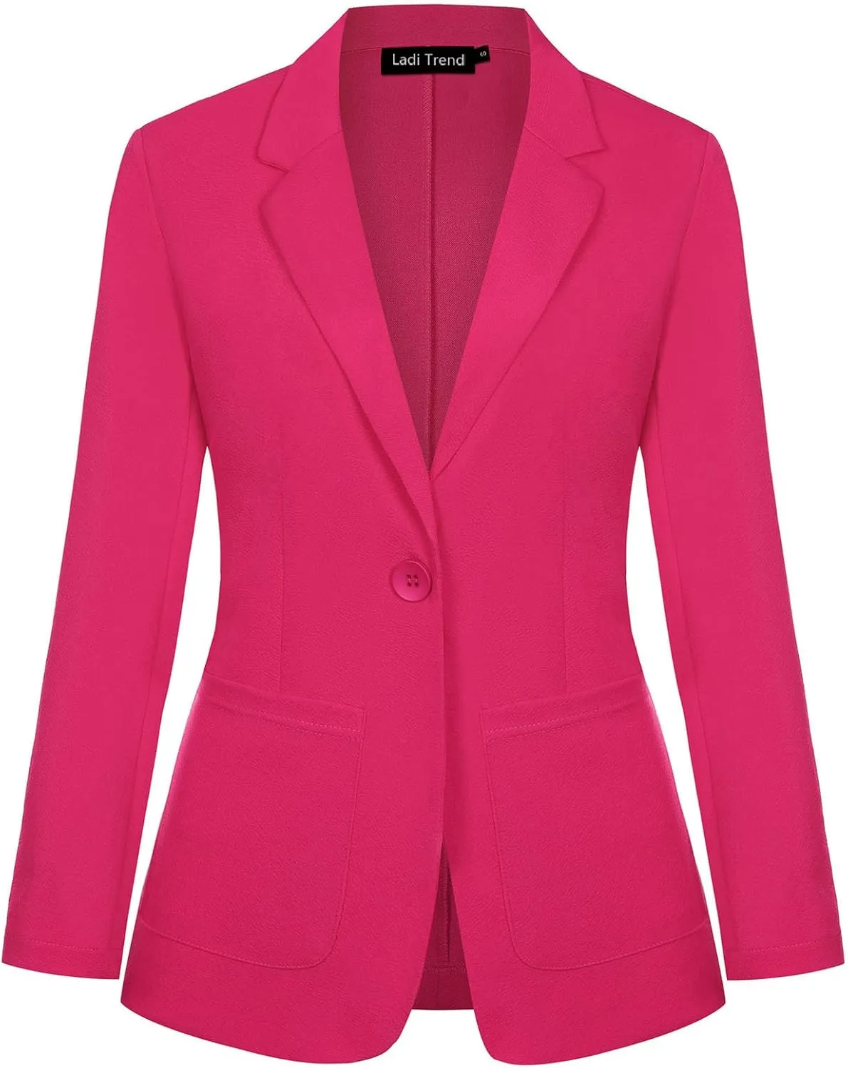 Blazers for Women Long Sleeve Notched Lapel Blazer Jacket Lightweight One Button Suit Jacket for Daily/Work(Hot Pink 2XL)