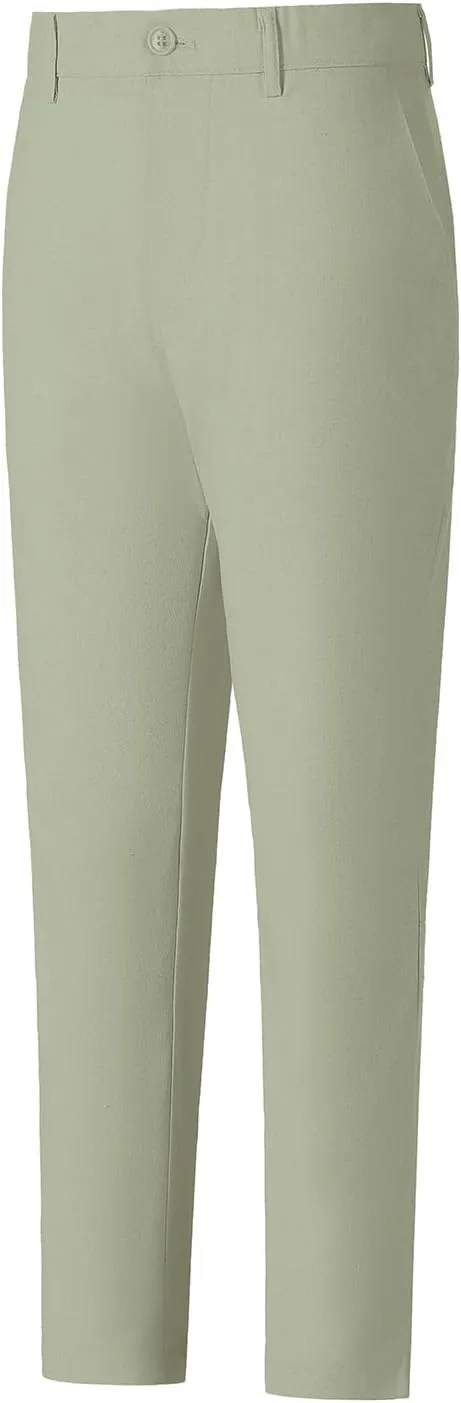 Boys' Linen Pants Lightweight Flat Front Dress Pants Kids School Uniform