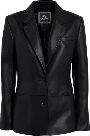 Brown 2-Button Lambskin Leather Blazer Women - Casual Coat Long Sleeves Suit Style Leather Jacket Women
