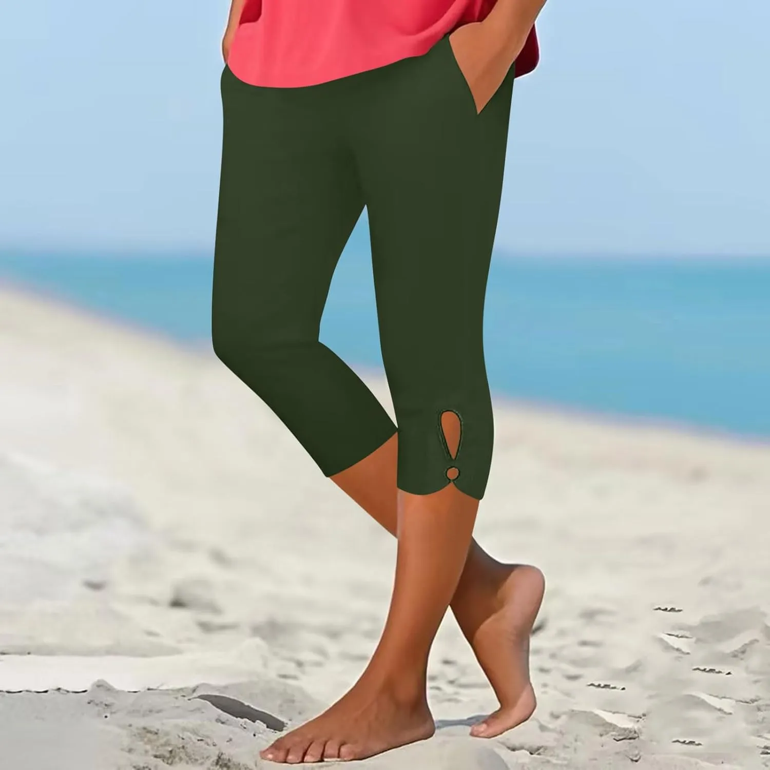 Capri Leggings for Women 2025 Summer Stretch Plus Size High Waisted Soft Casual Workout Yoga Pants with Pockets