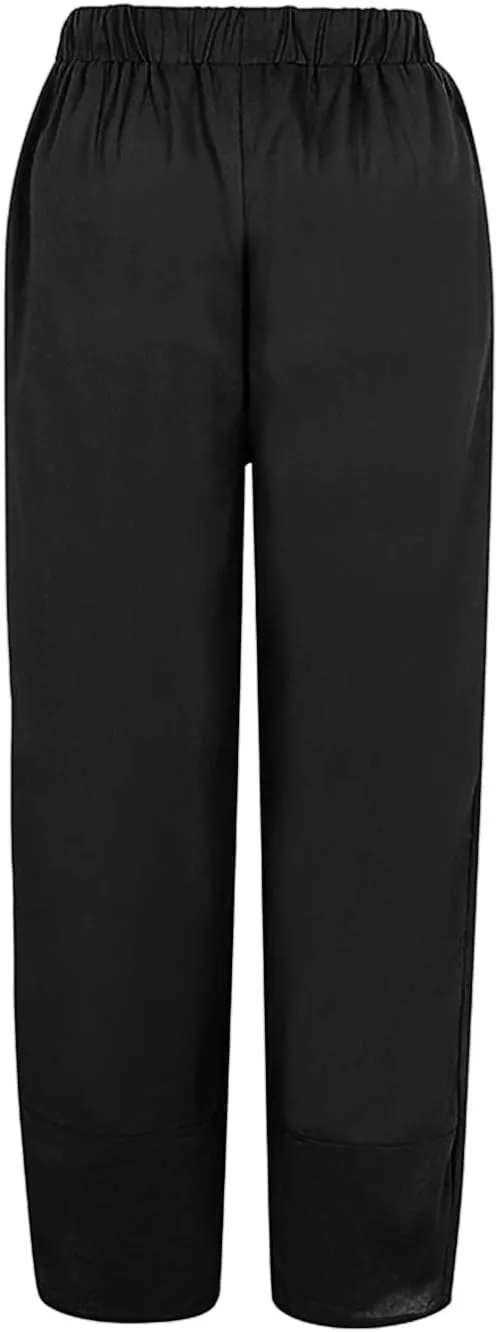 Capri Pants for Women 2025 Summer Cotton Linen Dandelion Cropped Pants High Waisted Baggy Beach Trousers with Pockets
