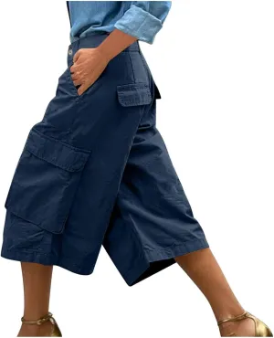 Cargo Capris for Women Loose Baggy Wide Leg Pants Lightweight Flowy High Waisted Hiking Pants Summer Y2k Clothes