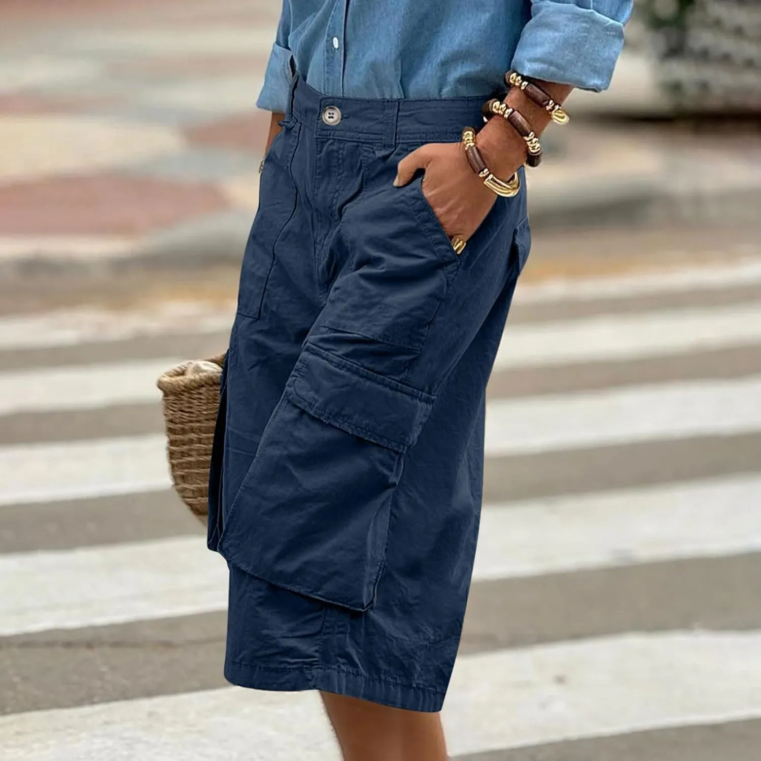 Cargo Capris for Women Loose Baggy Wide Leg Pants Lightweight Flowy High Waisted Hiking Pants Summer Y2k Clothes