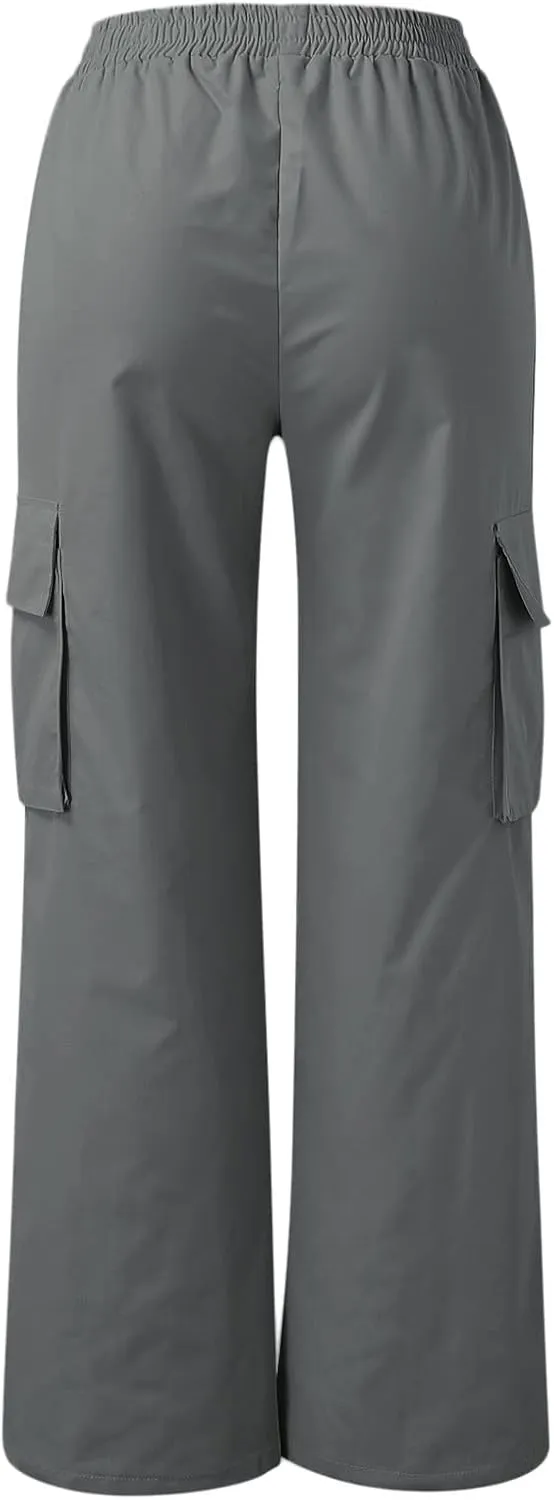 Cargo Pants Women Elastic High Waisted Wide Leg Pants Loose Summer Casual Trendy Streetwear Y2K Trousers with Pockets