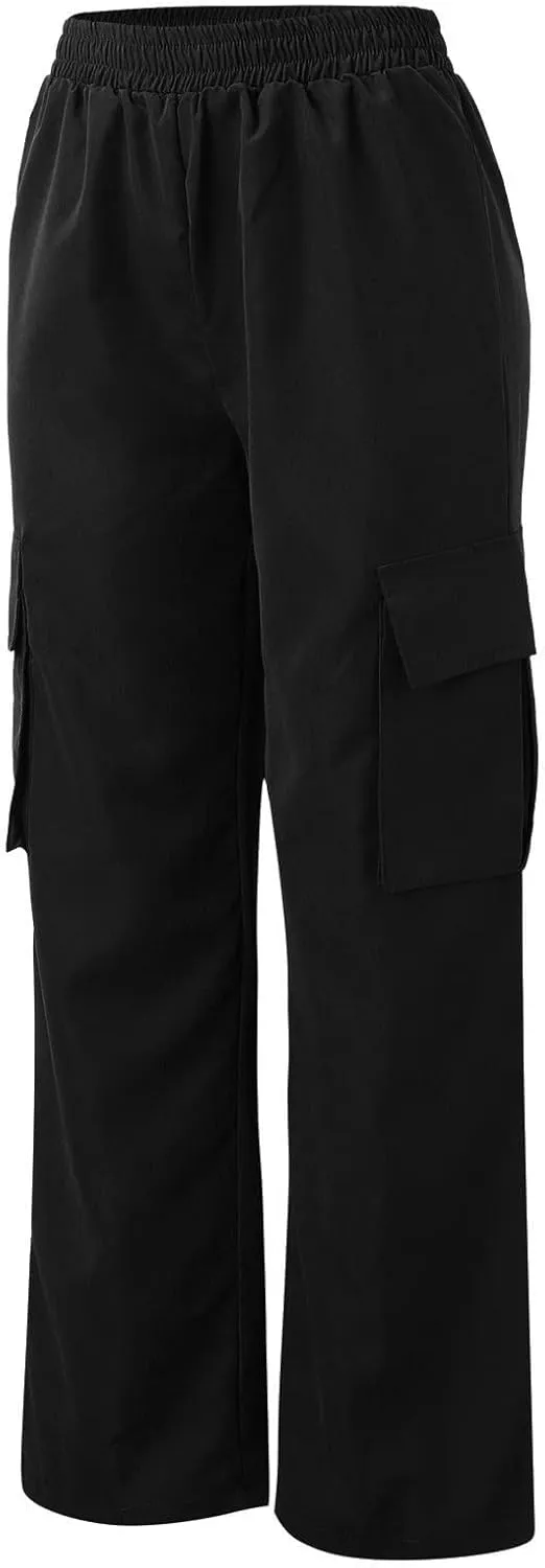 Cargo Pants Women Elastic High Waisted Wide Leg Pants Loose Summer Casual Trendy Streetwear Y2K Trousers with Pockets