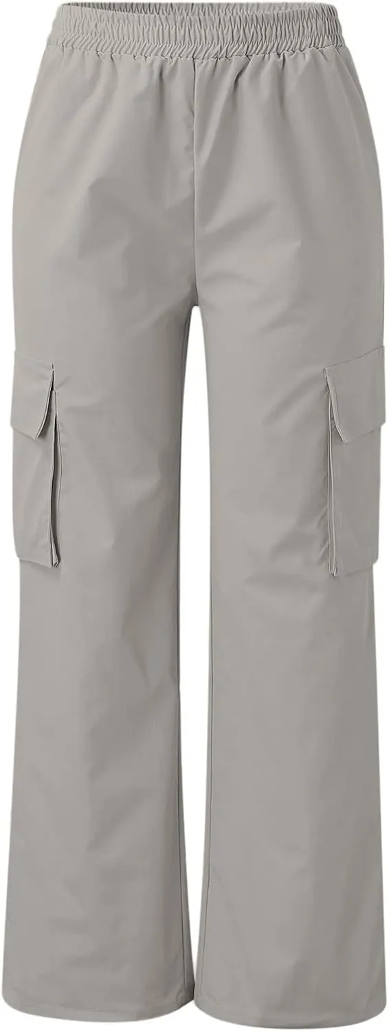 Cargo Pants Women Elastic High Waisted Wide Leg Pants Loose Summer Casual Trendy Streetwear Y2K Trousers with Pockets