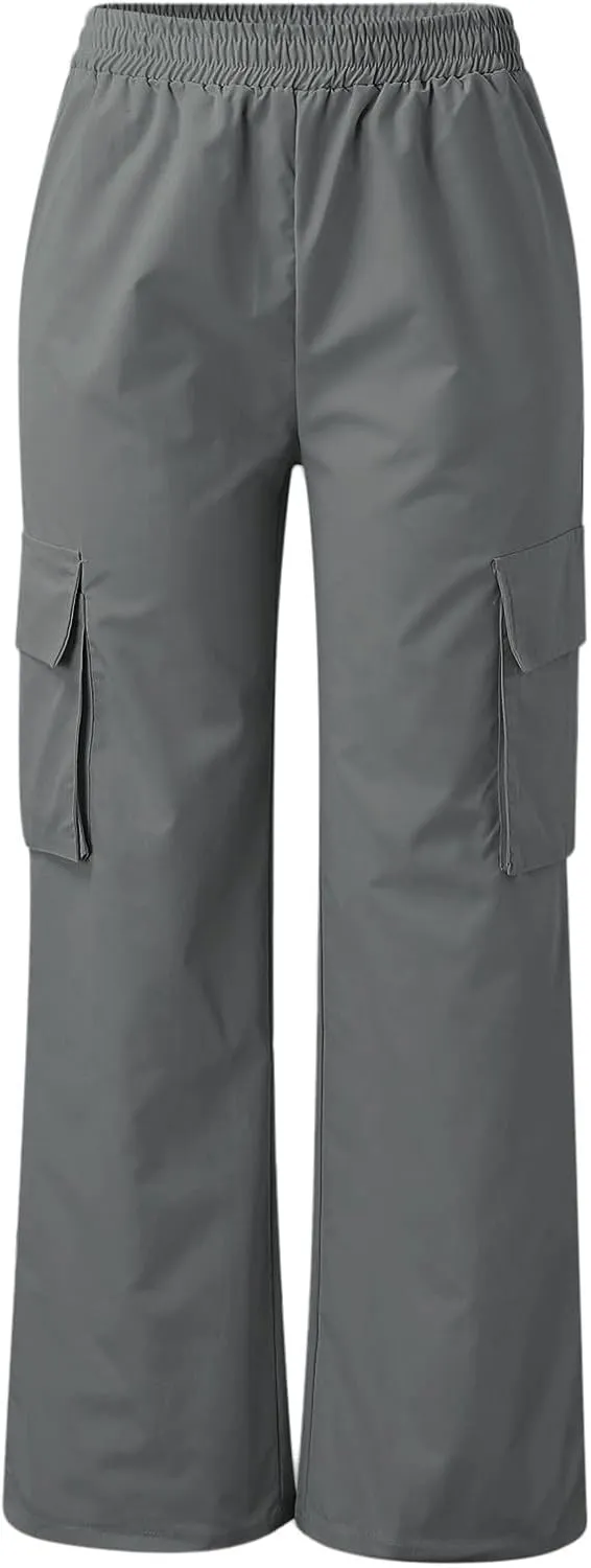 Cargo Pants Women Elastic High Waisted Wide Leg Pants Loose Summer Casual Trendy Streetwear Y2K Trousers with Pockets