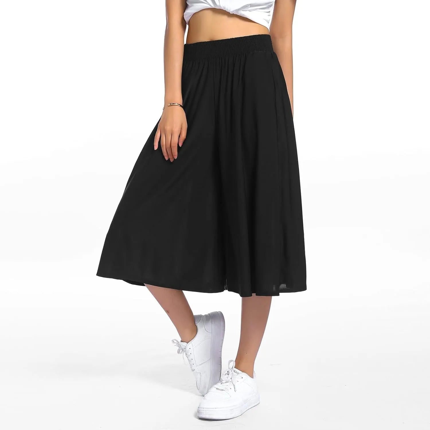 Casual Dress Pants for Women Loose Fit High Waisted Floral Print Pant Wide Leg Elastic Waist Trousers with Pockets