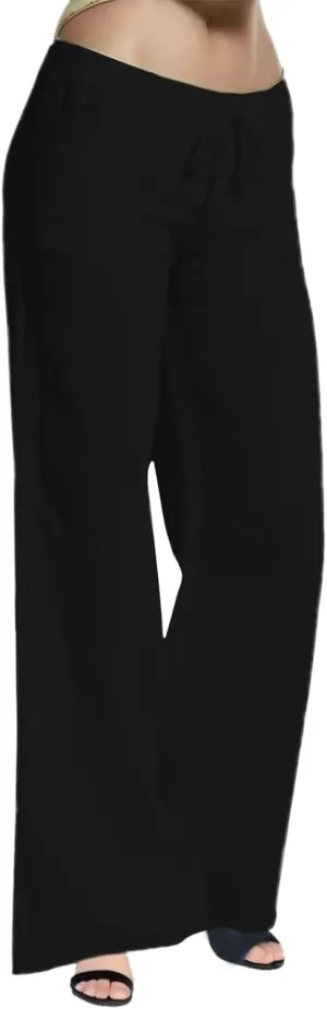 Casual Wide Leg Pants for Women High Waisted Solid Color Pant Baggy Drawstring Elastic Waist Trousers with Pockets