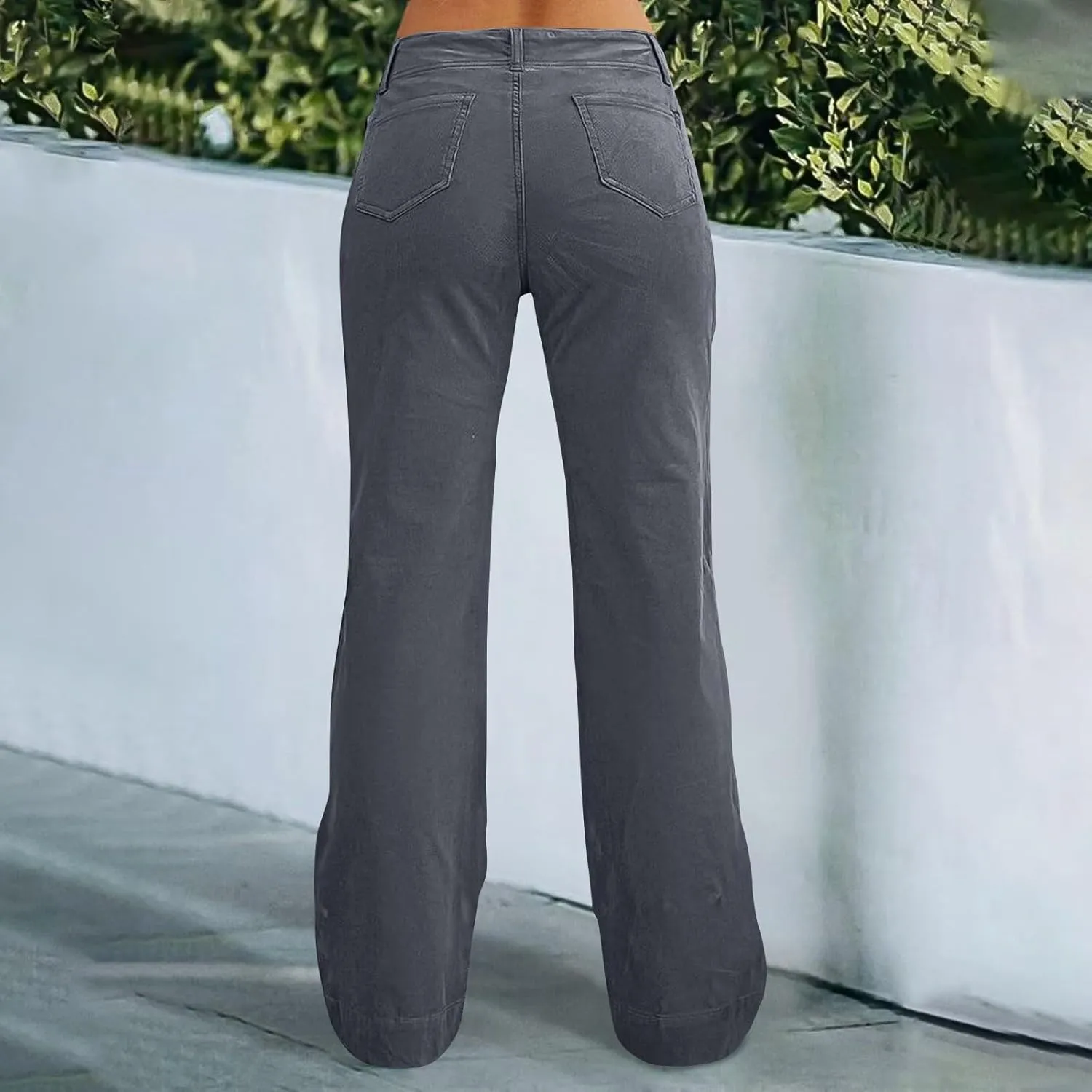 Causal Wide Leg Pants for Women Y2K Stretch Twill High Waisted Chino Pants Comfy Slim Fit Dress Pants with Pockets
