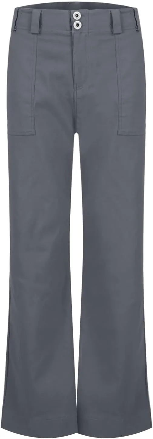 Causal Wide Leg Pants for Women Y2K Stretch Twill High Waisted Chino Pants Comfy Slim Fit Dress Pants with Pockets