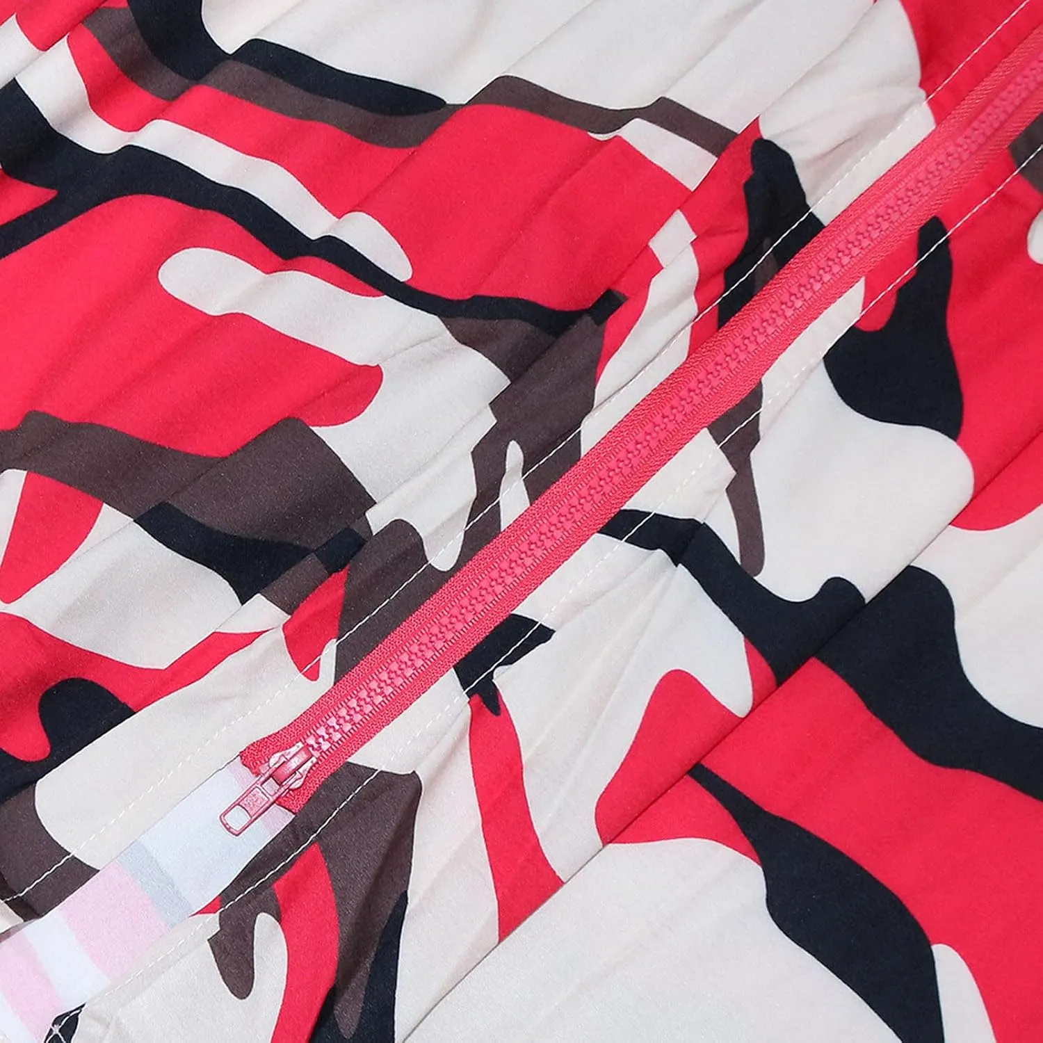 CHARTOU Women Elastic High Waist Camo Skirt Ruffle Pleated Skirt Camouflage Long Maxi Skirt with Slit