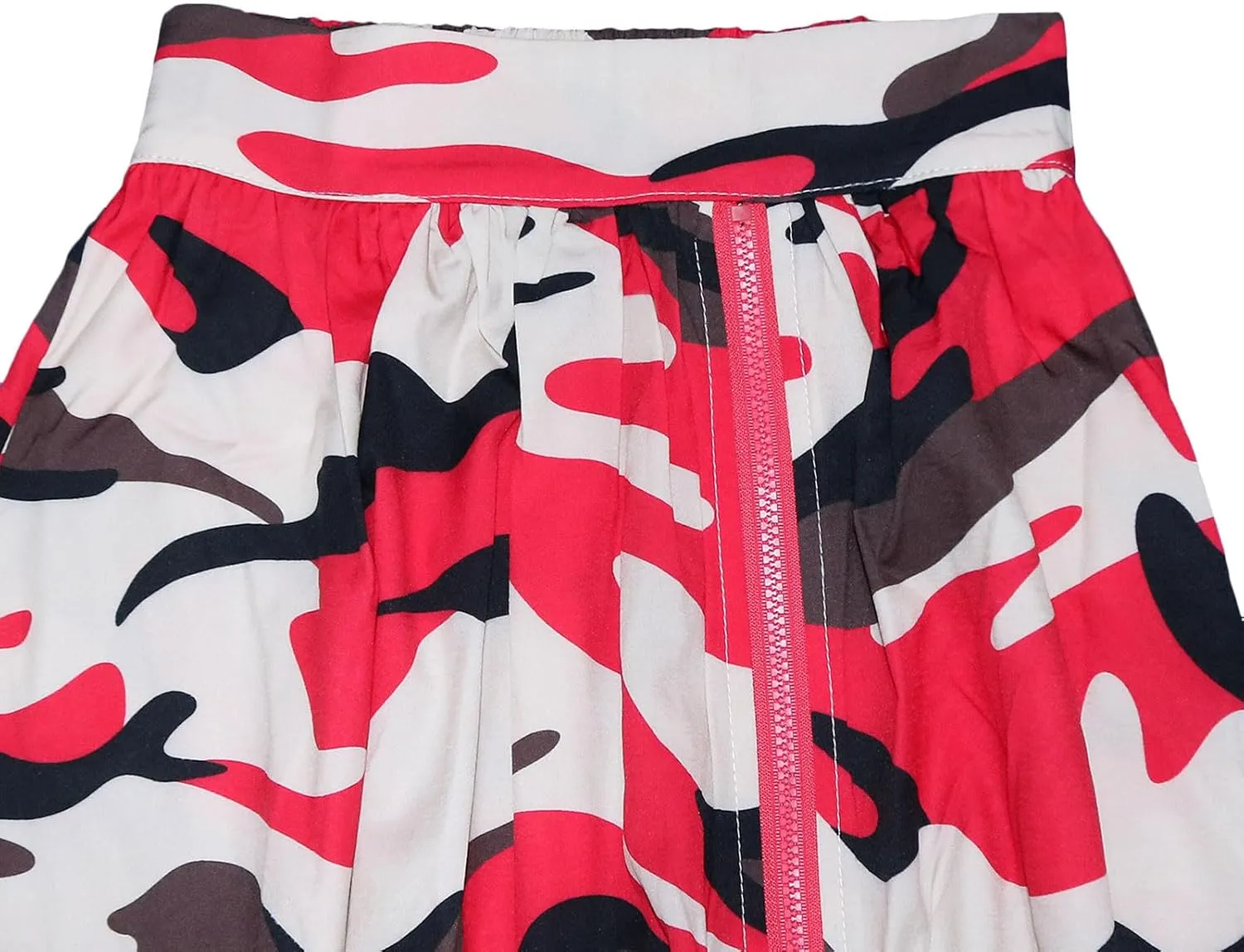 CHARTOU Women Elastic High Waist Camo Skirt Ruffle Pleated Skirt Camouflage Long Maxi Skirt with Slit