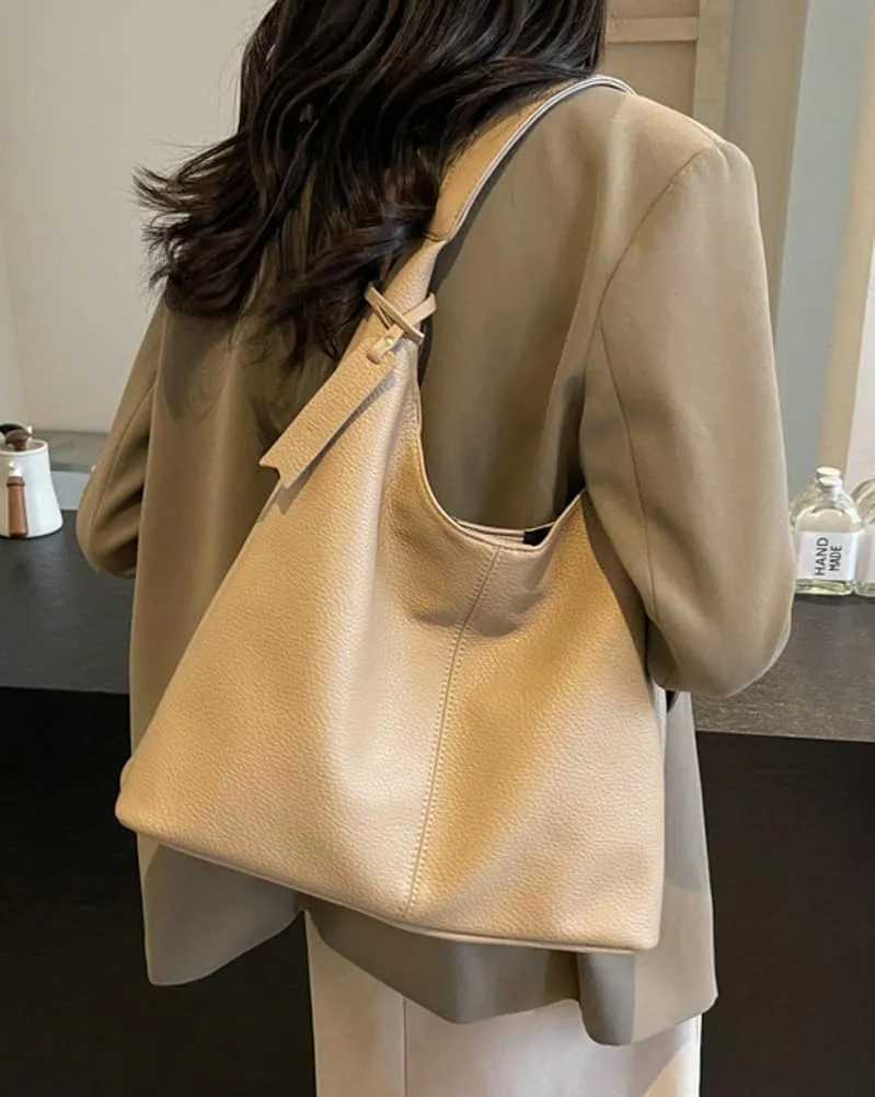 Chic Vegan Leather Hobo Bags for Women Slouchy Tote Purses Retro Shoulder Handbag for Stylish Casual Trendy