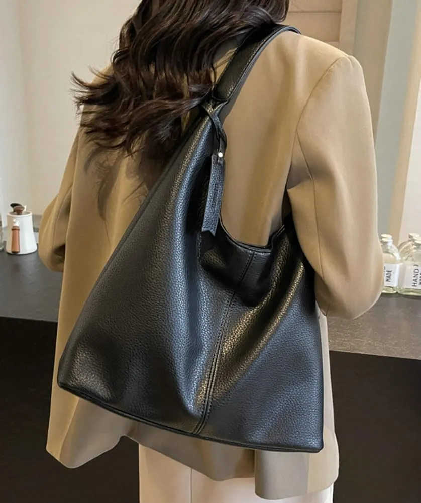 Chic Vegan Leather Hobo Bags for Women Slouchy Tote Purses Retro Shoulder Handbag for Stylish Casual Trendy