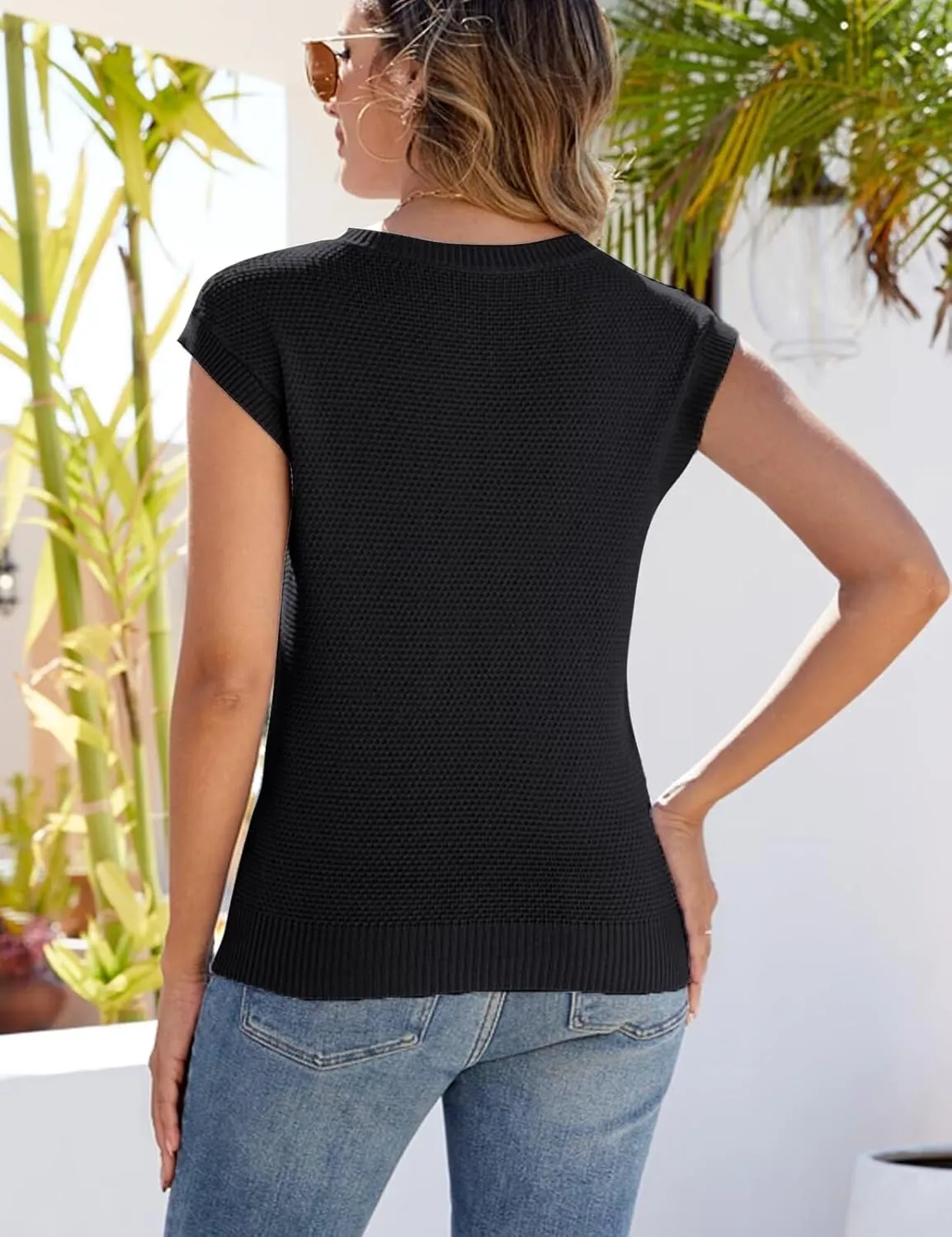 CiCiBird Women Summer Cap Sleeve Sweaters Knit Crew Neck Pullover Tank Tops 2025 Casual Trendy Shirt