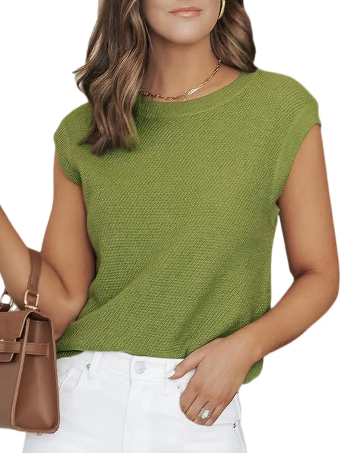 CiCiBird Women Summer Cap Sleeve Sweaters Knit Crew Neck Pullover Tank Tops 2025 Casual Trendy Shirt