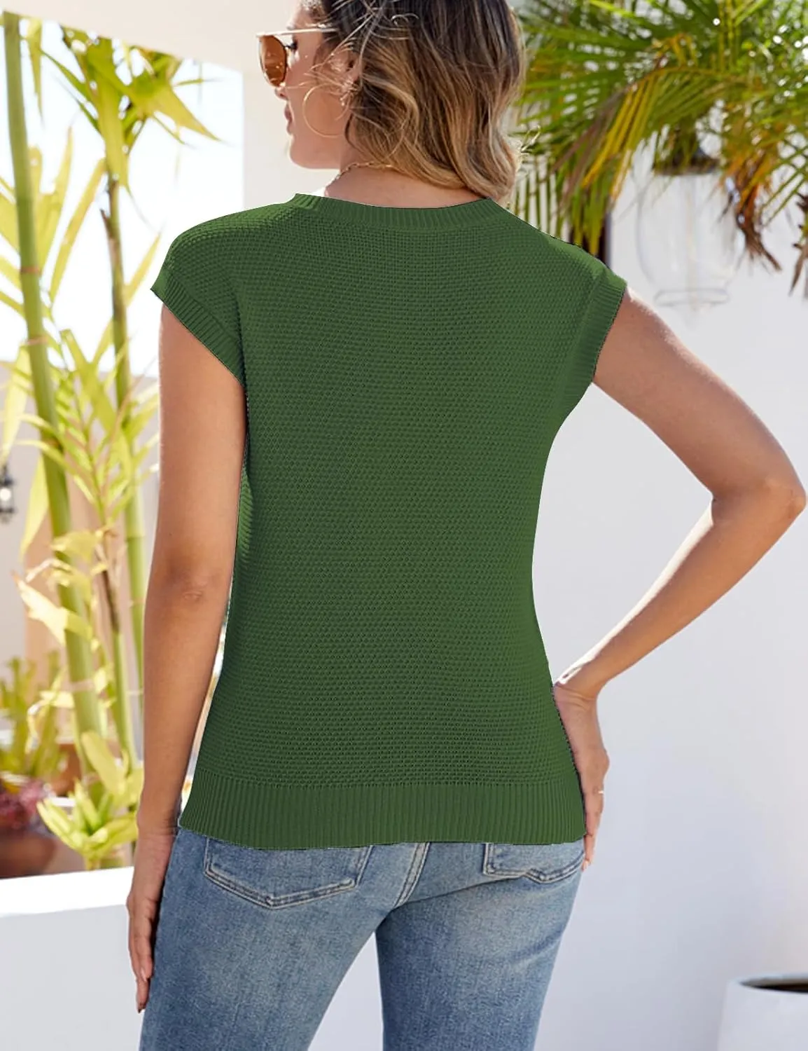 CiCiBird Women Summer Cap Sleeve Sweaters Knit Crew Neck Pullover Tank Tops 2025 Casual Trendy Shirt