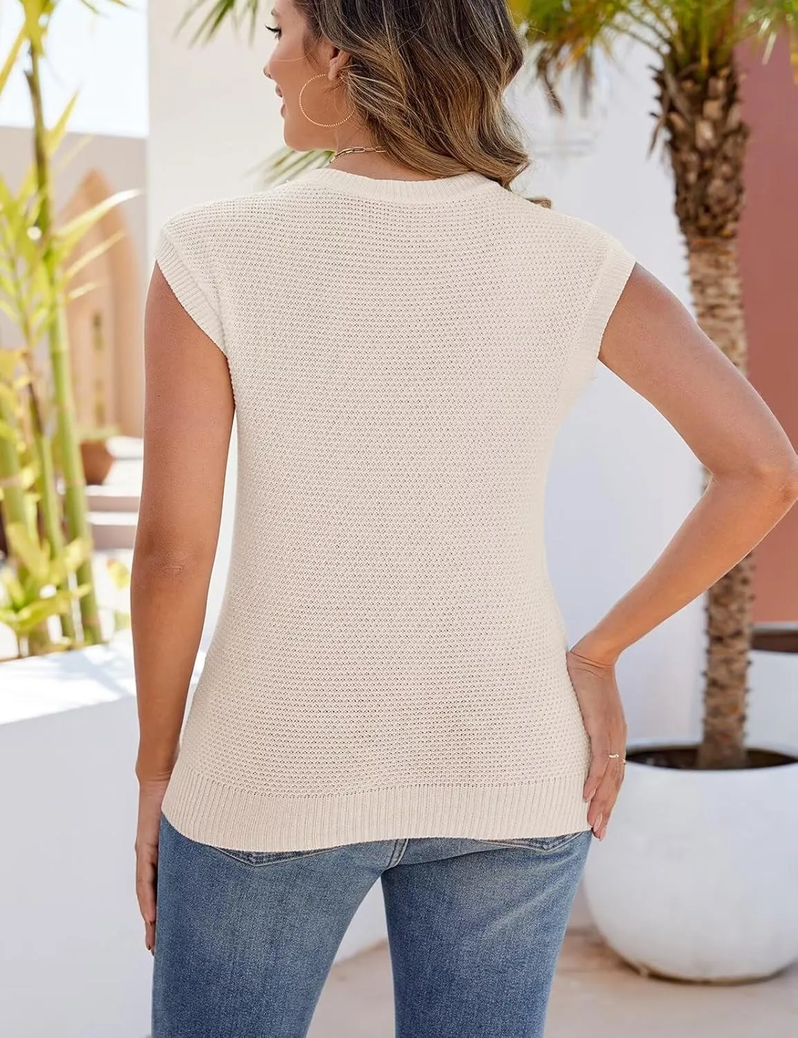 CiCiBird Women Summer Cap Sleeve Sweaters Knit Crew Neck Pullover Tank Tops 2025 Casual Trendy Shirt