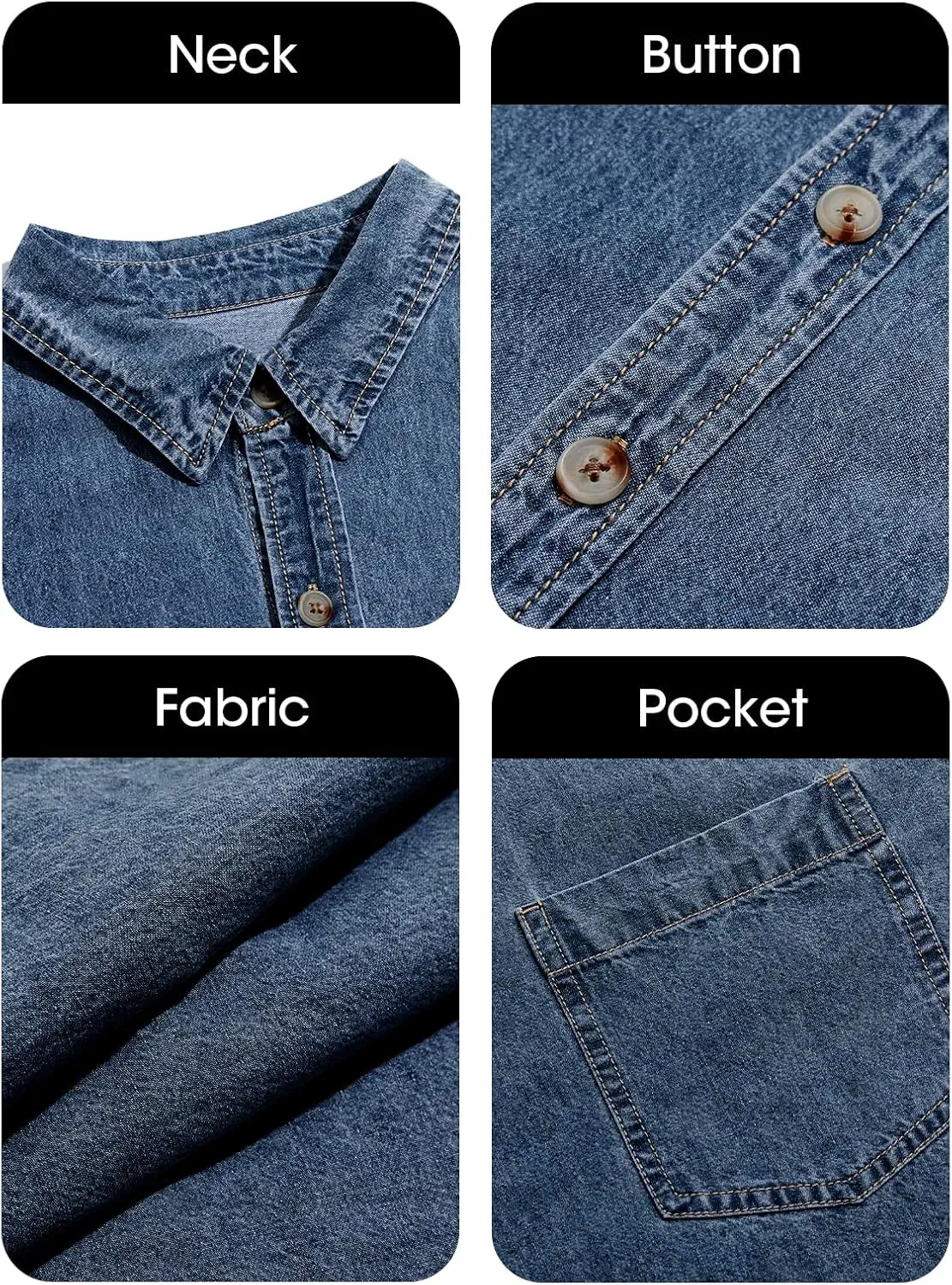 Cicy Bell Womens Oversized Denim Shirts Jackets Button Down Curved Hem Long Sleeve Jean Tops Shackets