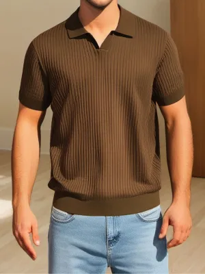 Classic Ribbed Knit Polo Shirt
