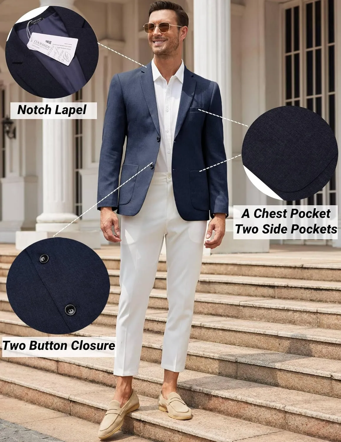 COOFANDY Mens Casual Blazer Sport Coat Lightweight Two Button Business Suit Jackets